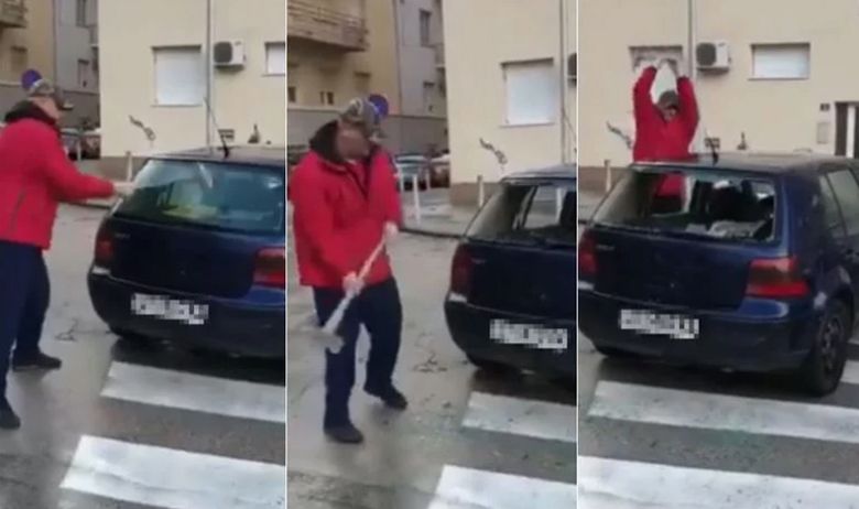 VIDEO: ŠOKANTNA SNIMKA IZ SPLITA Muškarac macolom razbijao automobil na zebri: ‘Nije u redu da se tu parkira, ali ne rješavaju se stvari ovako!’